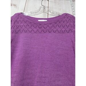 Christopher & Banks‎ Sweater Womens Medium Knit 3/4 Sleeve Lace Trim Pullover